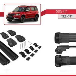 Skoda Yeti 2009-2017 Arası ile uyumlu ACE-1 Ara Atkı Tavan Barı SİYAH thumb 5