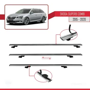 Skoda SuperB COMBI 2015-2020 Arası ile uyumlu Basic Model Ara Atkı Tavan Barı GRİ 3 ADET thumb 5
