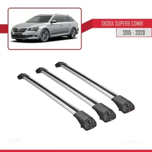 Skoda SuperB COMBI 2015-2020 Arası ile uyumlu ACE-1 Ara Atkı Tavan Barı GRİ 3 ADET BAR thumb 3