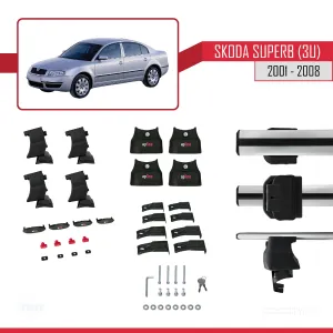 Skoda Superb (3U) 2001-2008 Arası ile uyumlu ACE-4 Ara Atkı Tavan Barı GRİ - Görsel 4
