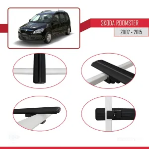 Skoda Roomster 2007-2015 Arası ile uyumlu Basic Model Ara Atkı Tavan Barı SİYAH 3 ADET thumb 4