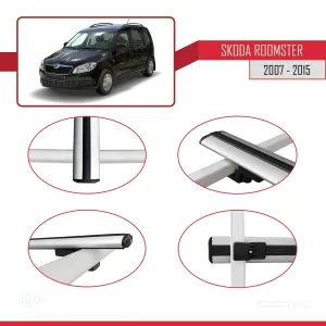 Skoda Roomster 2007-2015 Arası ile uyumlu Basic Model Ara Atkı Tavan Barı GRİ 3 ADET thumb 4