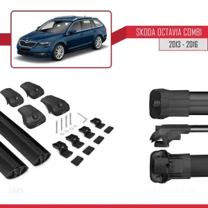 Skoda Octavia COMBİ 2013-2016 Arası ile uyumlu ACE-1 Ara Atkı Tavan Barı SİYAH thumb 5
