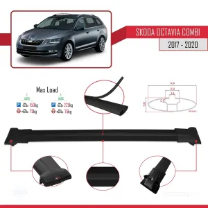 Skoda Octavia COMBI 2017-2020 Arası ile uyumlu FLY Model Ara Atkı Tavan Barı SİYAH thumb 4
