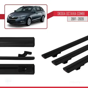 Skoda Octavia COMBI 2017-2020 Arası ile uyumlu Basic Model Ara Atkı Tavan Barı SİYAH 3 ADET thumb 3