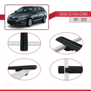Skoda Octavia COMBI 2017-2020 Arası ile uyumlu Basic Model Ara Atkı Tavan Barı SİYAH 3 ADET thumb 4