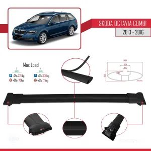 Skoda Octavia COMBI 2013-2016 Arası ile Uyumlu FLY Model Ara Atkı Tavan Barı SİYAH 3 ADET BAR thumb 4