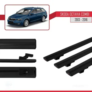 Skoda Octavia COMBI 2013-2016 Arası ile uyumlu Basic Model Ara Atkı Tavan Barı SİYAH 3 ADET thumb 3