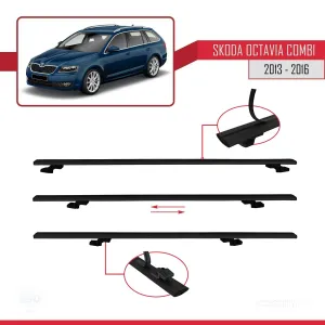 Skoda Octavia COMBI 2013-2016 Arası ile uyumlu Basic Model Ara Atkı Tavan Barı SİYAH 3 ADET thumb 5