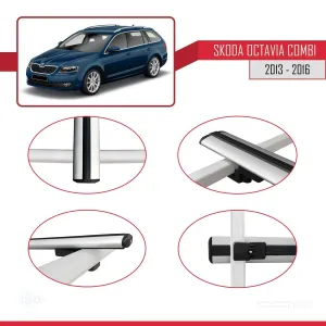 Skoda Octavia COMBI 2013-2016 Arası ile uyumlu Basic Model Ara Atkı Tavan Barı GRİ 3 ADET thumb 4