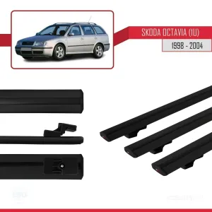 Skoda Octavia (1U) 1998-2004 Arası ile uyumlu Basic Model Ara Atkı Tavan Barı SİYAH 3 ADET thumb 3