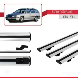 Skoda Octavia (1U) 1998-2004 Arası ile uyumlu Basic Model Ara Atkı Tavan Barı GRİ 3 ADET thumb 3