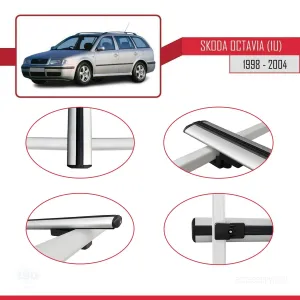Skoda Octavia (1U) 1998-2004 Arası ile uyumlu Basic Model Ara Atkı Tavan Barı GRİ 3 ADET thumb 4