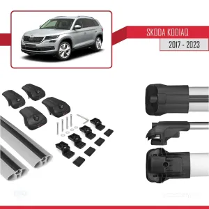 Skoda Kodiaq 2017-2023 Arası ile uyumlu ACE-1 Ara Atkı Tavan Barı GRİ thumb 5