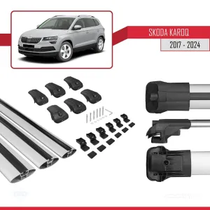 Skoda Karoq 2017 ve Sonrası ile uyumlu ACE-1 Ara Atkı Tavan Barı GRİ 3 ADET BAR thumb 5