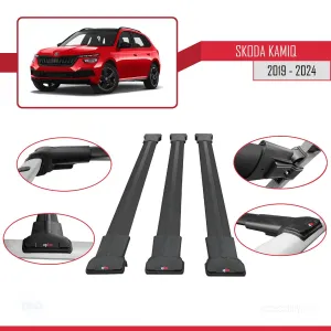 Skoda Kamiq 2019 ve Sonrası ile Uyumlu FLY Model Ara Atkı Tavan Barı SİYAH 3 ADET BAR thumb 5