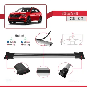 Skoda Kamiq 2019 ve Sonrası ile uyumlu FLY Model Ara Atkı Tavan Barı GRİ thumb 5