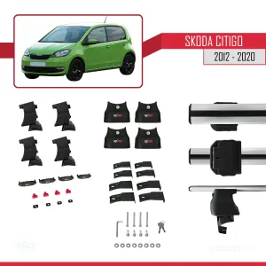 Skoda Citigo 2012-2020 Arası ile uyumlu ACE-4 Ara Atkı Tavan Barı GRİ thumb 4