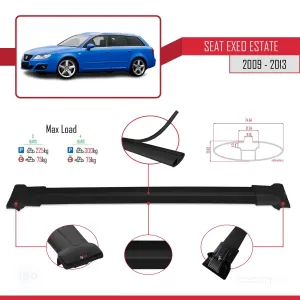 Seat Exeo 3R9 2009-2013 Arası ile uyumlu FLY Model Ara Atkı Tavan Barı SİYAH 3 ADET BAR thumb 4