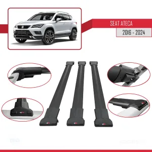 Seat Ateca 2016 ve Sonrası ile Uyumlu FLY Model Ara Atkı Tavan Barı SİYAH 3 ADET BAR thumb 5
