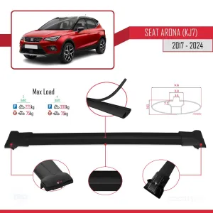 Seat Arona (KJ7) 2017 ve Sonrası ile Uyumlu FLY Model Ara Atkı Tavan Barı SİYAH 3 ADET BAR - Görsel 4