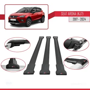 Seat Arona (KJ7) 2017 ve Sonrası ile Uyumlu FLY Model Ara Atkı Tavan Barı SİYAH 3 ADET BAR - Görsel 5