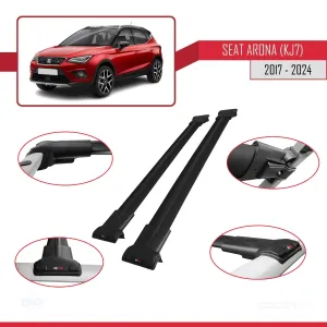 Seat Arona (KJ7) 2017 ve Sonrası ile Uyumlu FLY Model Ara Atkı Tavan Barı SİYAH thumb 5