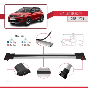 Seat Arona (KJ7) 2017 ve Sonrası ile Uyumlu FLY Model Ara Atkı Tavan Barı GRİ thumb 4