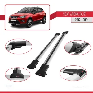 Seat Arona (KJ7) 2017 ve Sonrası ile Uyumlu FLY Model Ara Atkı Tavan Barı GRİ thumb 5