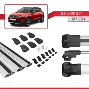 Seat Arona (KJ7) 2017 ve Sonrası ile uyumlu ACE-1 Ara Atkı Tavan Barı GRİ 3 ADET BAR - Görsel 5