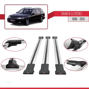 Saab 9-5 (YS3E) 1998-2010 Arası ile Uyumlu FLY Model Ara Atkı Tavan Barı GRİ 3 ADET BAR thumb 5