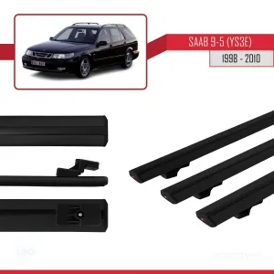 Saab 9-5 (YS3E) 1998-2010 Arası ile uyumlu Basic Model Ara Atkı Tavan Barı SİYAH 3 ADET thumb 3