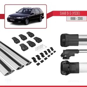 Saab 9-5 (YS3E) 1998-2010 Arası ile uyumlu ACE-1 Ara Atkı Tavan Barı GRİ 3 ADET BAR thumb 5