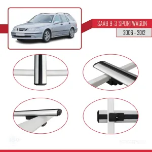 Saab 9-3 Sportwagon 2006-2012 Arası ile uyumlu Basic Model Ara Atkı Tavan Barı GRİ 3 ADET thumb 4