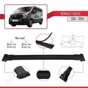 Renault Trafic 2014 ve Sonrası ile Uyumlu FLY Model Ara Atkı Tavan Barı SİYAH thumb 5