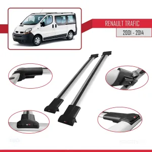 Renault Trafic 2001-2014 Arası ile uyumlu FLY Model Ara Atkı Tavan Barı GRİ thumb 5