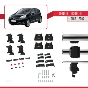Renault Scenic III 2013-2016 Arası ile uyumlu ACE-4 Ara Atkı Tavan Barı GRİ thumb 4