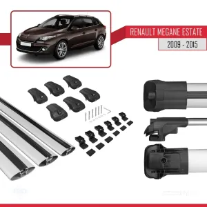 Renault Megane GRANDTOUR 2009-2015 Arası ile uyumlu ACE-1 Ara Atkı Tavan Barı GRİ 3 ADET BAR thumb 5
