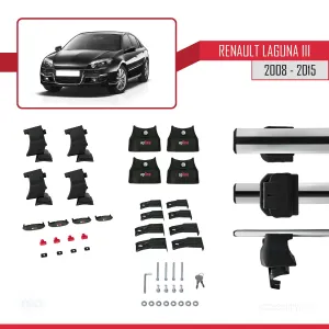 Renault Laguna III 2008-2015 Arası ile uyumlu ACE-4 Ara Atkı Tavan Barı GRİ thumb 4