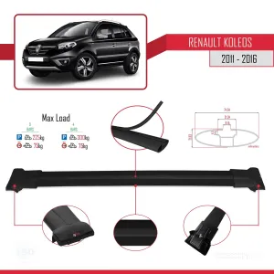 Renault Koleos 2011-2016 Arası ile Uyumlu FLY Model Ara Atkı Tavan Barı SİYAH 3 ADET BAR thumb 4