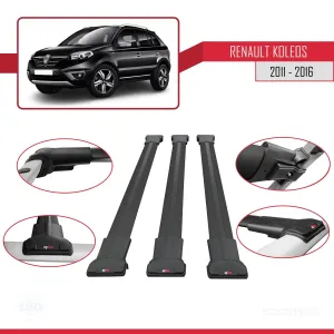 Renault Koleos 2011-2016 Arası ile Uyumlu FLY Model Ara Atkı Tavan Barı SİYAH 3 ADET BAR thumb 5