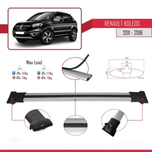 Renault Koleos 2011-2016 Arası ile uyumlu FLY Model Ara Atkı Tavan Barı GRİ thumb 4