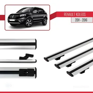 Renault Koleos 2011-2016 Arası ile uyumlu Basic Model Ara Atkı Tavan Barı GRİ 3 ADET thumb 3