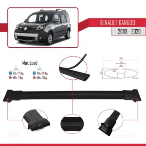 Renault Kangoo 2008-2020 Arası ile uyumlu FLY Model Ara Atkı Tavan Barı SİYAH 3 ADET BAR thumb 4