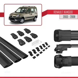 Renault Kangoo 2003-2008 Arası ile uyumlu ACE-1 Ara Atkı Tavan Barı SİYAH 3 ADET BAR thumb 5