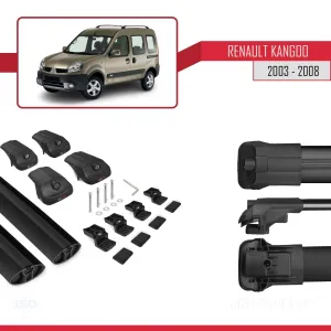 Renault Kangoo 2003-2008 Arası ile uyumlu ACE-1 Ara Atkı Tavan Barı SİYAH thumb 5