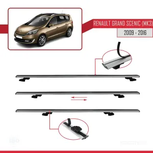 Renault Grand Scenic (Mk3) 2009-2016 Arası ile uyumlu Basic Model Ara Atkı Tavan Barı GRİ 3 ADET thumb 5