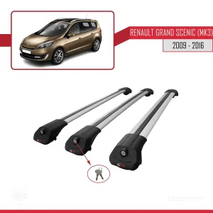 Renault Grand Scenic (Mk3) 2009-2016 Arası ile uyumlu ACE-1 Ara Atkı Tavan Barı GRİ 3 ADET BAR thumb 4