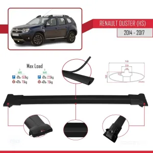 Renault Duster (HS) 2014-2017 Arası ile Uyumlu FLY Model Ara Atkı Tavan Barı SİYAH thumb 4
