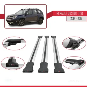 Renault Duster (HS) 2014-2017 Arası ile Uyumlu FLY Model Ara Atkı Tavan Barı GRİ 3 ADET BAR thumb 5
